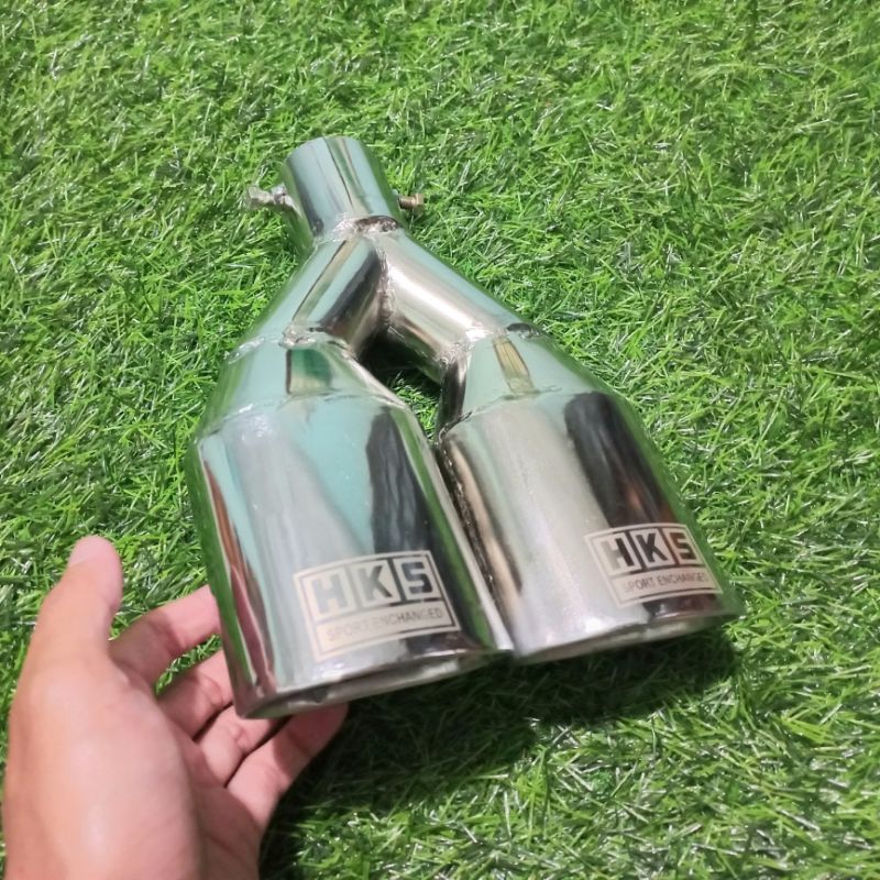 KNALPOT MOBIL HKS SUOS CABANG FULL CHROM SISTEM BAUD UNIVERSAL MUFFLER BRIO MOBILIO JAZZ CITY AGYA A