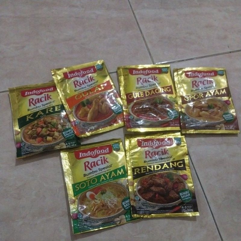 

bumbu racik indofood 50g spesial opor ayam kare rendang gulai soto ayam gule daging rawon indofood bumbu basah indofood