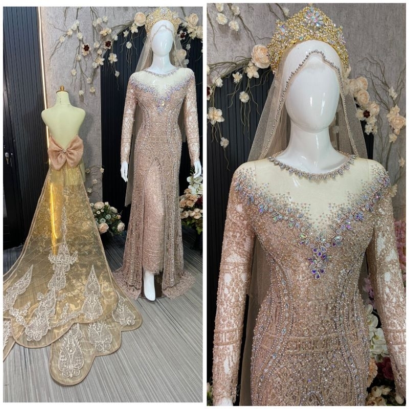 KEBAYA AKAD NIKAH WEDDING DRESS PREMIUM/BAJU PENGANTIN KEBAYA PENGANTIN /GAUN AKAD NIKAH