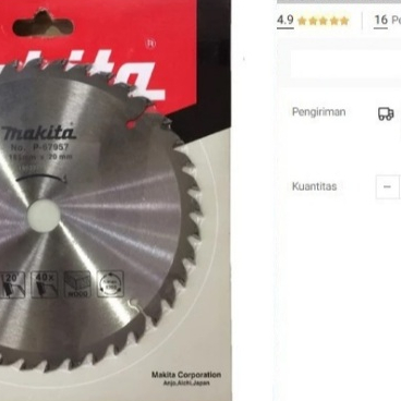 

Mata Gergaji Kayu Makita 7"X40T Maktec TCT Saw Blade Circular Saw 7