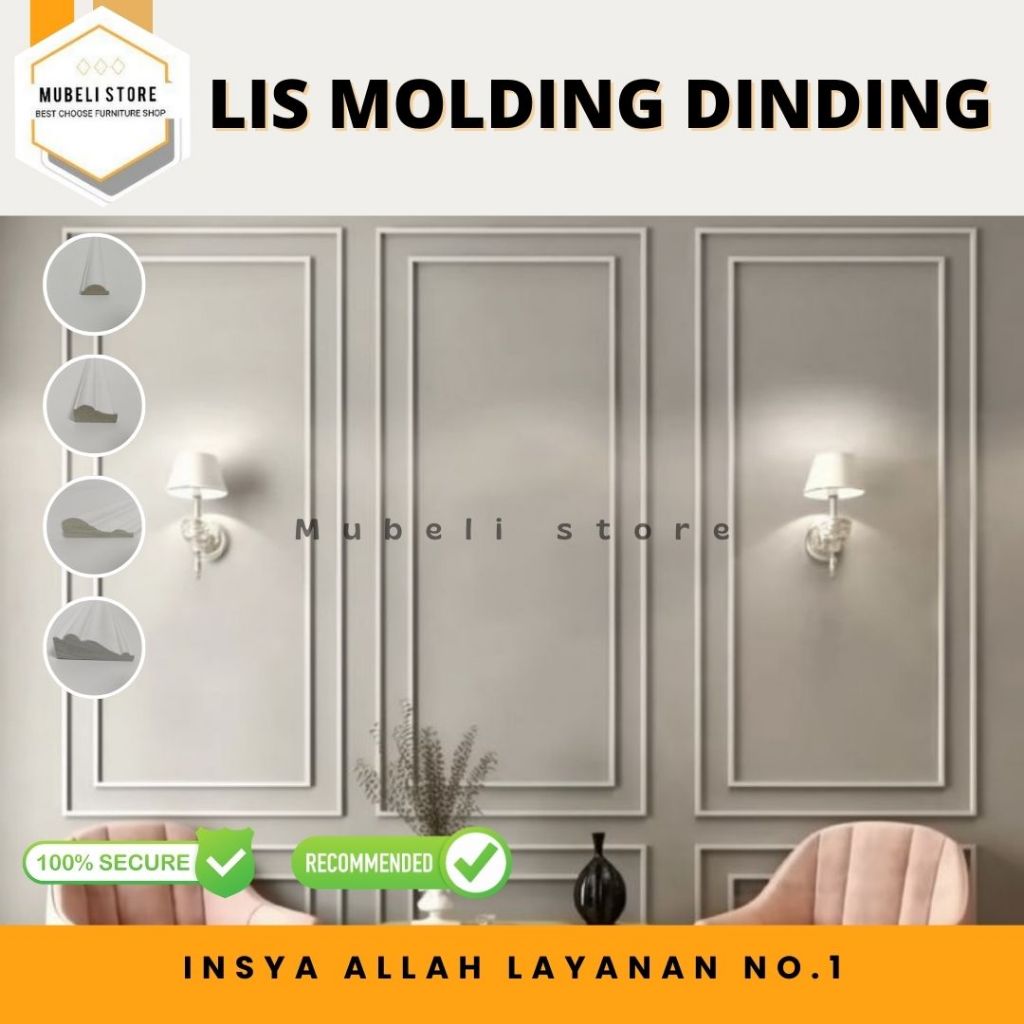 Mubeli Store - Moulding molding kayu gipsum dinding kayu zhen siap pakai pvc foam  wall panel wainsc