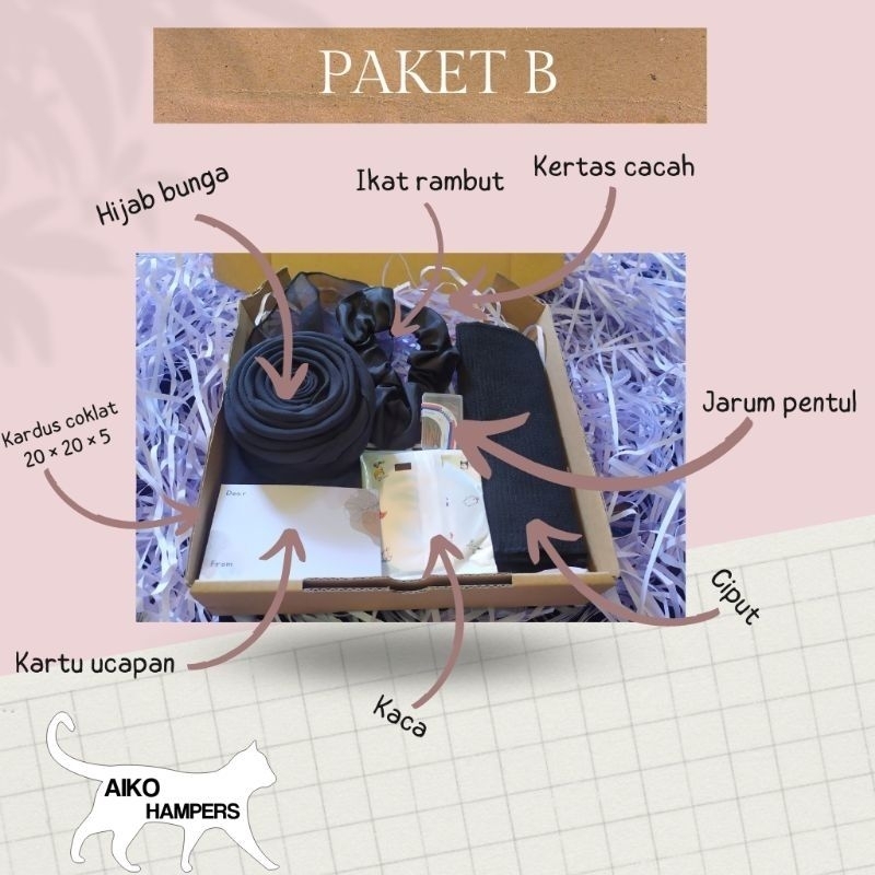hampers hijab - hampers HIJAB PARIS  JADUL- gift box hijab - kado ultah - kado wisuda - hampers leba