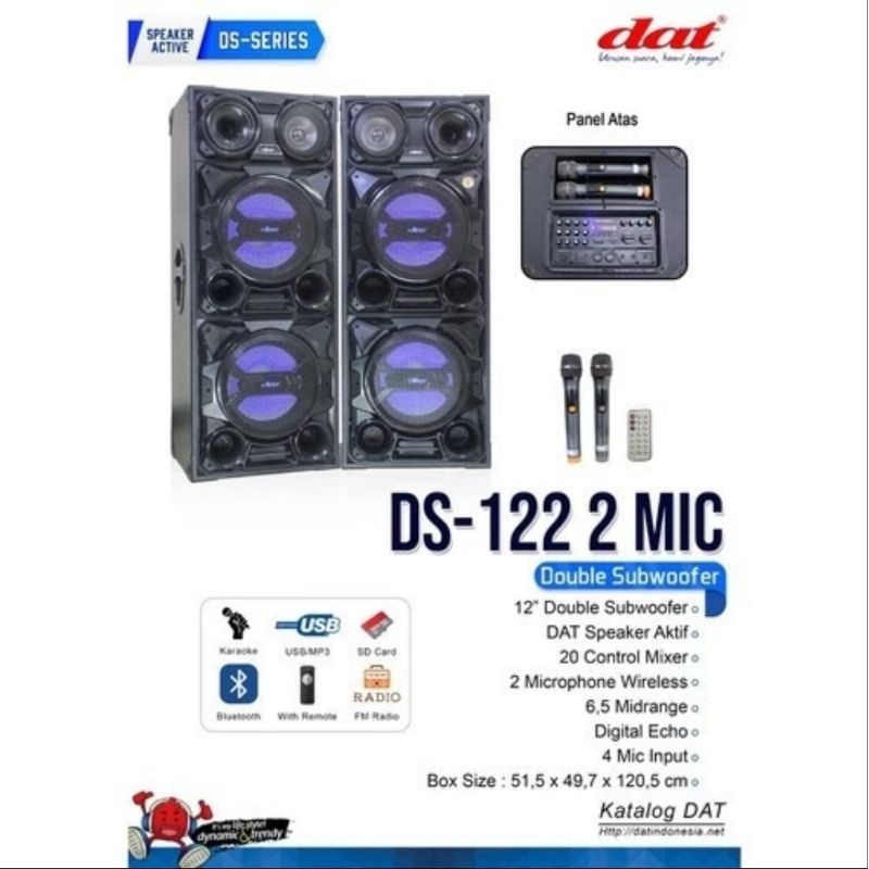 DAT SPEAKER AKTIVE TRANSFORMER DOUBLE WOOFER 12" DS122 MIC
