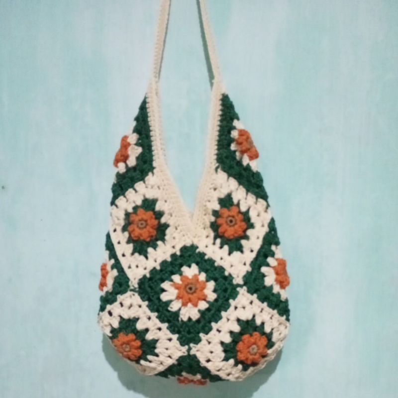 totebag granny squere rajut/totebag rajut murah