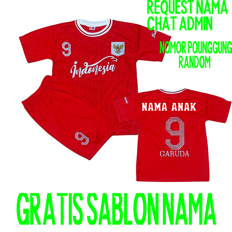 baju bola timnas anak setelan baju bola timnas sablon nama