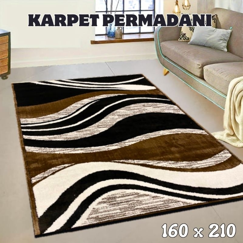 Karpet Permadani Minimalis Sekelas Moderno 160x210 Coklat Tua Brown