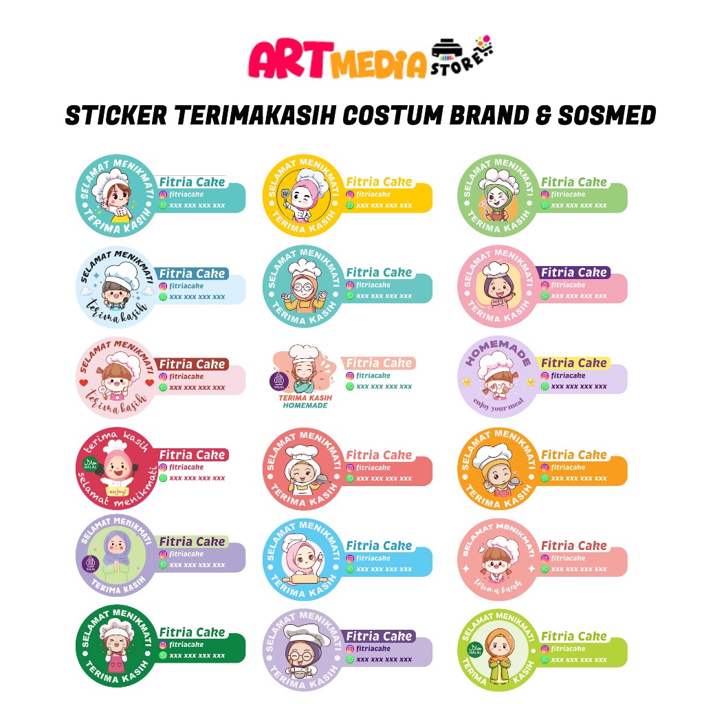 

63 Pcs Stiker Terima Kasih costum Brand / nama toko & Sosmed