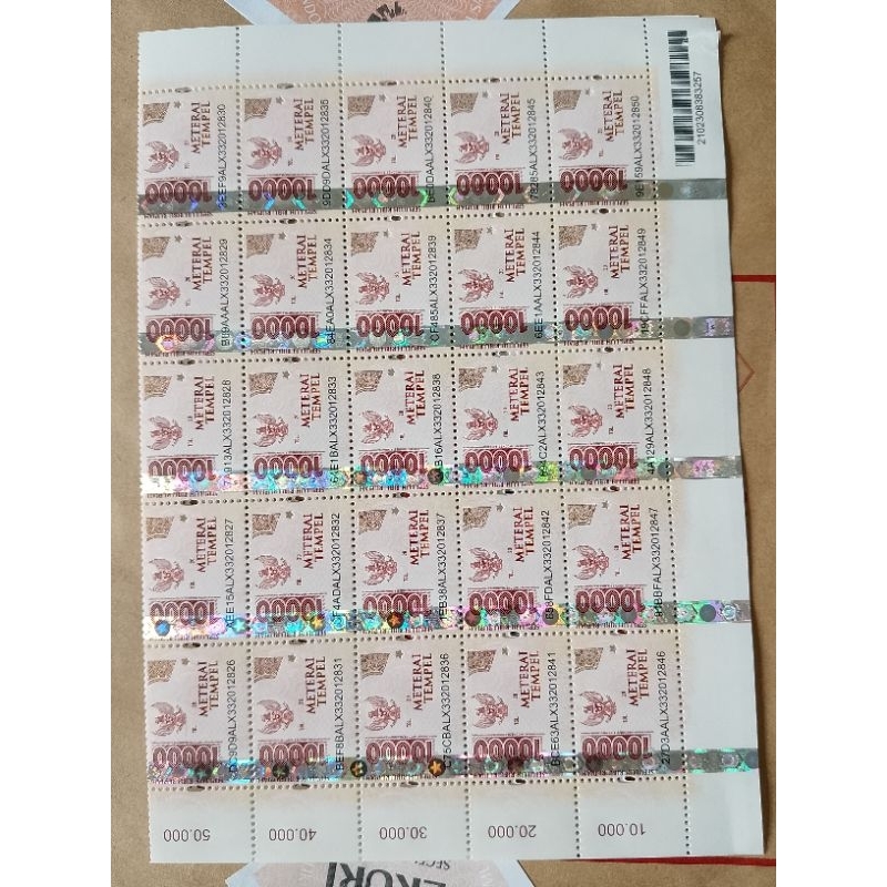 

MATERAI TEMPEL 10.000 ASLI kantor pos HARGA per 10 keping