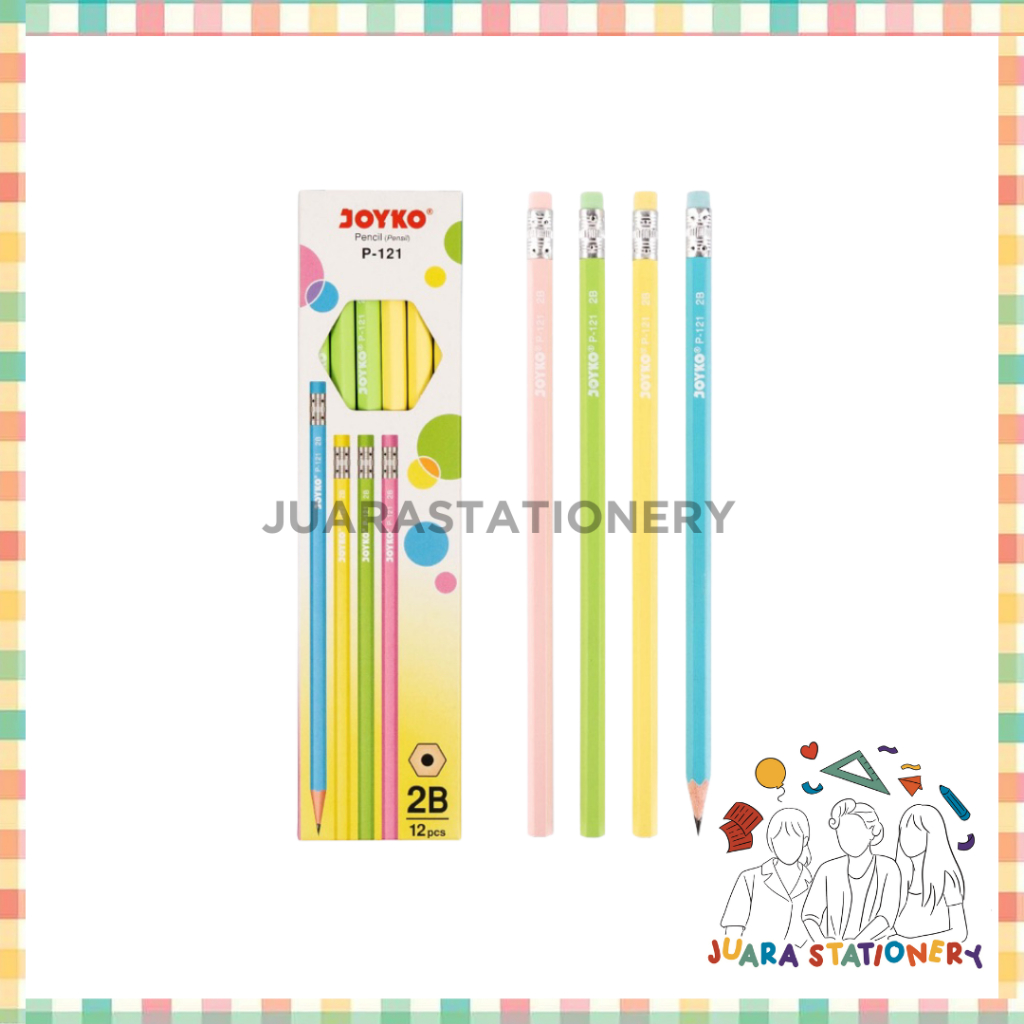 

2106 - [ SATUAN ] Pensil Kayu Joyko P-121 2B Satuan Grosir Pencil / Pensil 2B Komputer Ujian Sekolah / pensil 2b / pensil joyko / pensil 2b joyko / pensil tulis / pensil set / pensil 2b 1 pak / pensil murah / pensil 1 pack / pensil joyko 1 pack
