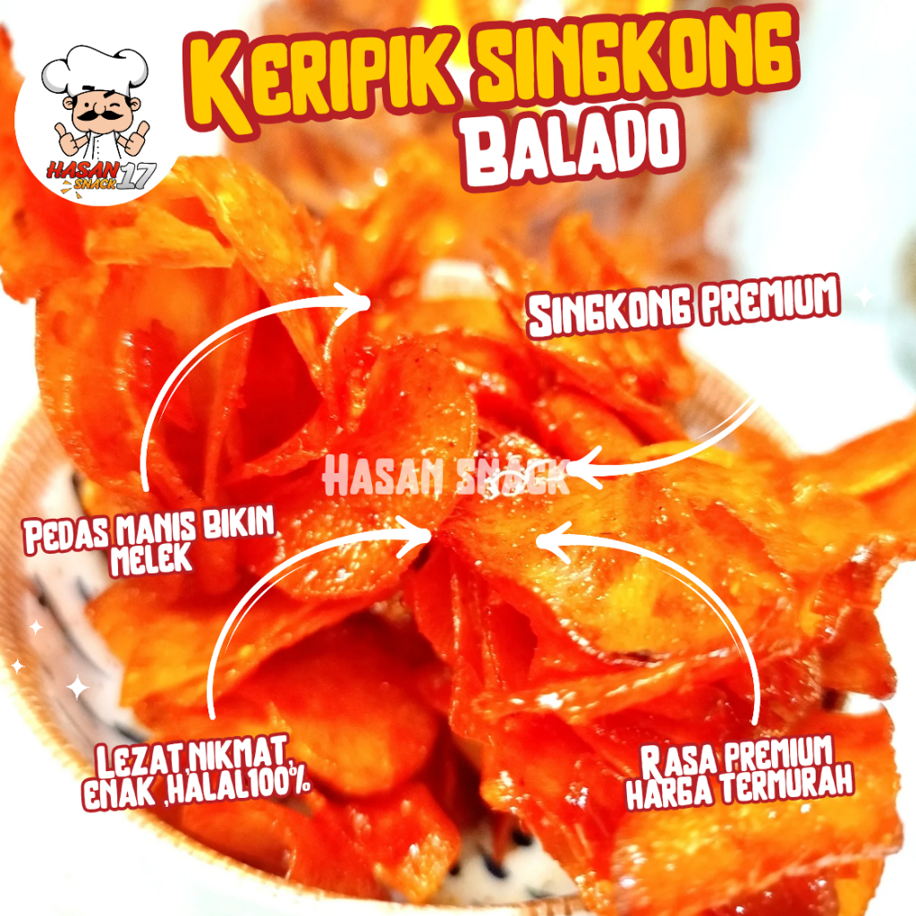 

KERIPIK SINGKONG BALADO 250 GRAM / GRATIS ONGKIR BISA COD/ SUPER RENYAH KRIUK ENAK LEZAT / CEMILAN SNACK / MAKANAN RINGAN / HASAN SNACK 17