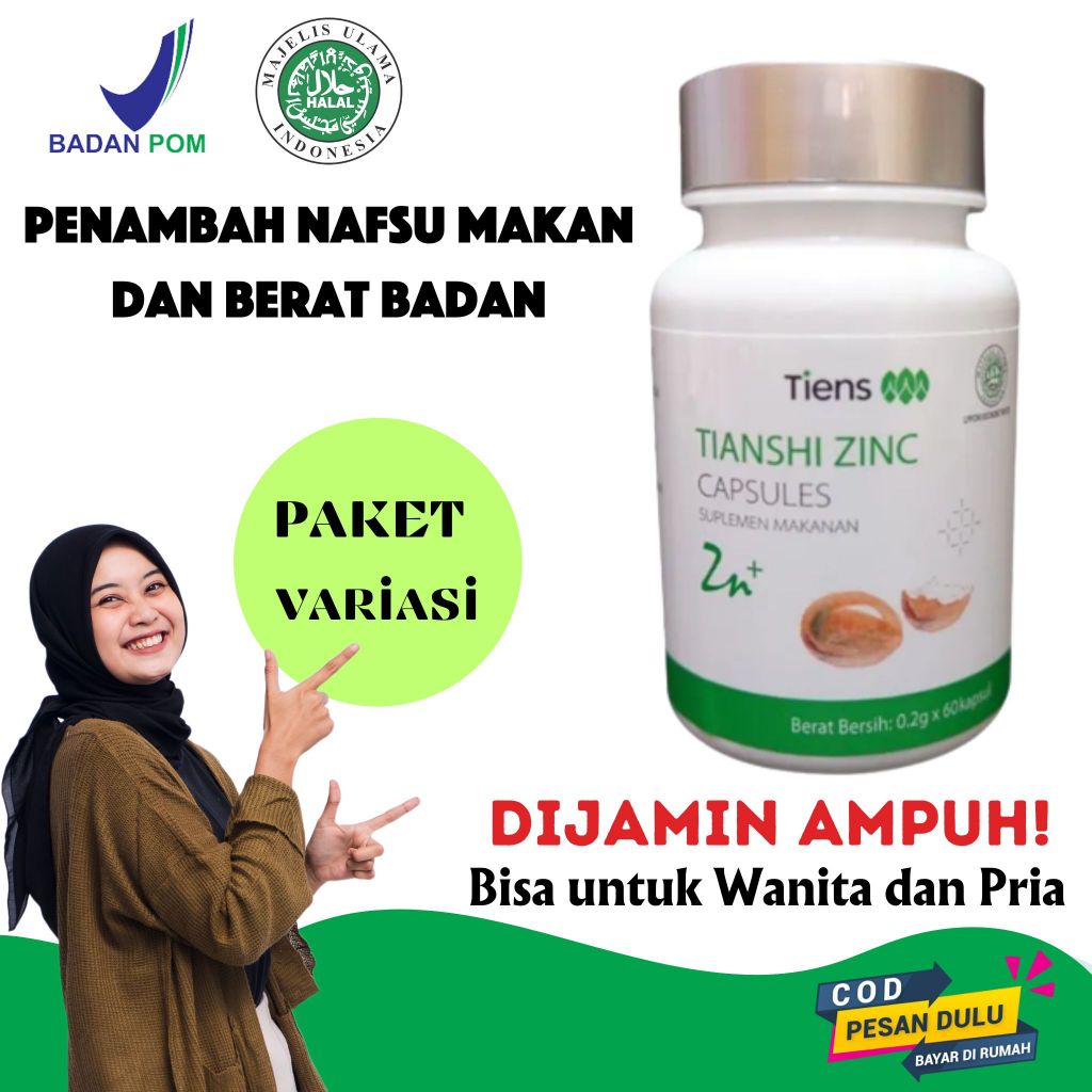 Zinc Kapsul TIENS Suplemen Penambah Berat Badan/ Menambah Nafsu Makan/ Gemuk Badan Pria & Wanita