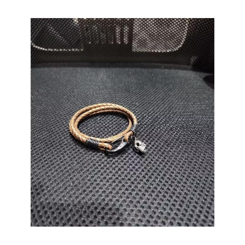 Maple brown with skull  - Baffi Inc Bracelet gelang kulit pria wanita size M