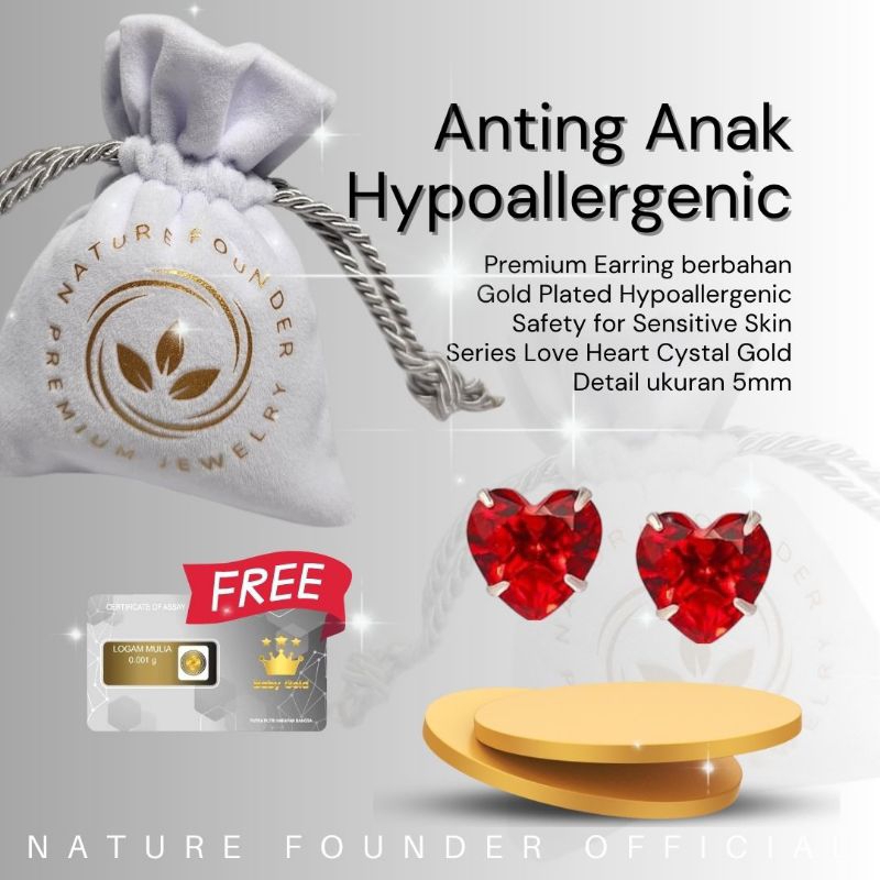 Anting Ruby Love Hypoallergenic Nature/ Anting Anak Hypoallergenic/ Anting Dewasa Hypoallergenic/ An