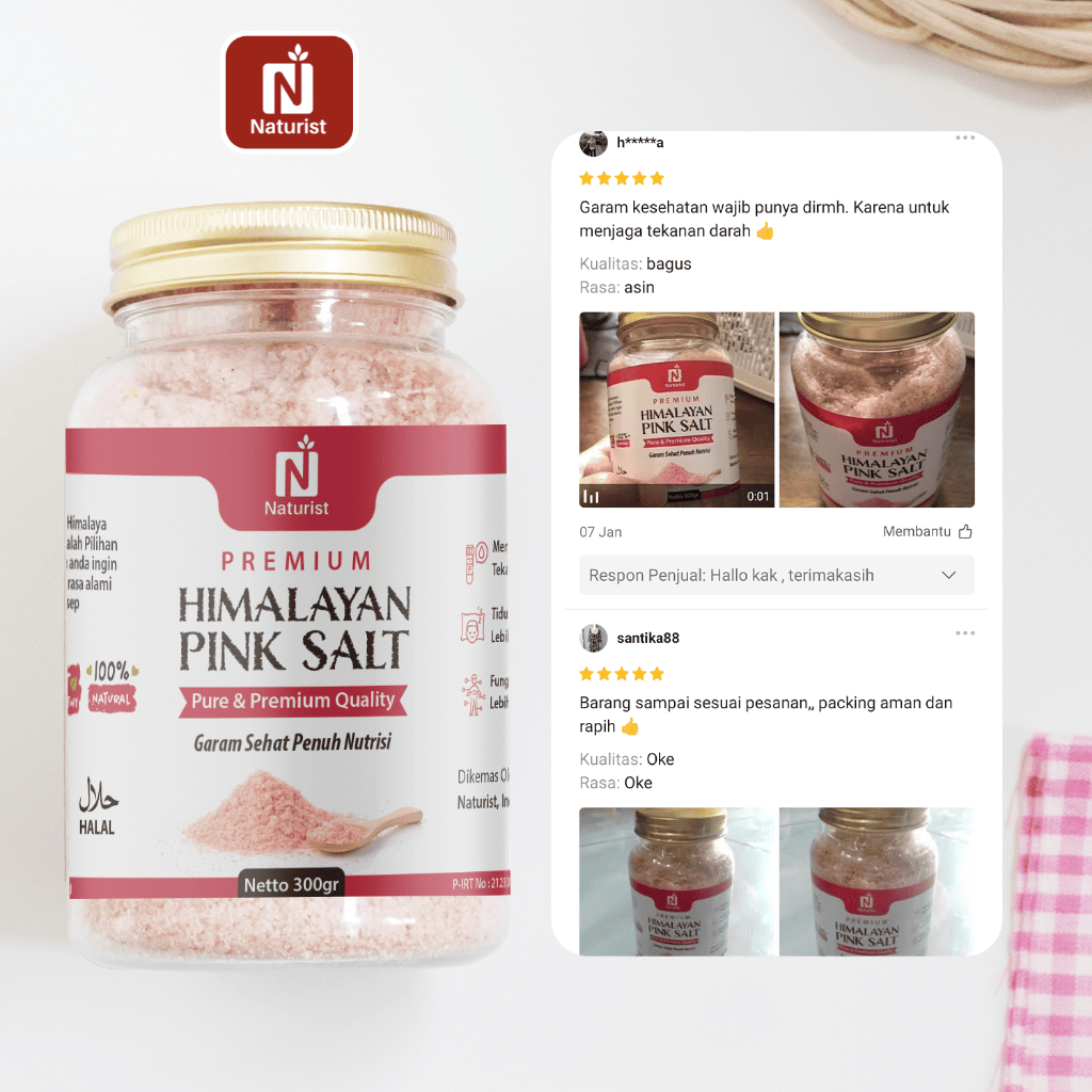 

Ay00! NATURIST Garam Himalaya 300gr - Himalayan Pink Salt Garam Organik Lebih Sehat