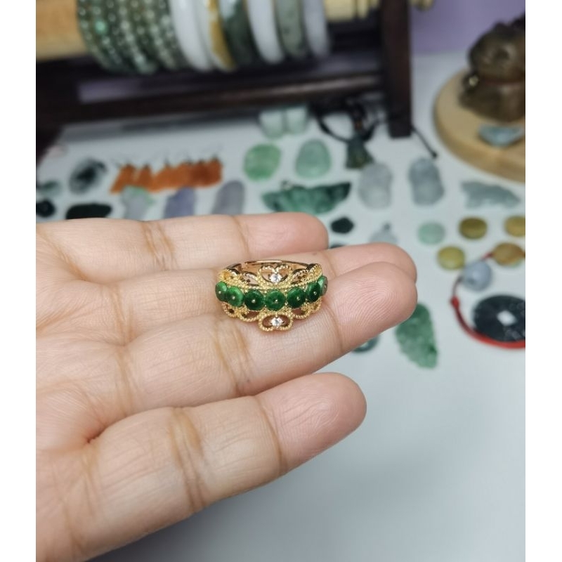 (Sertifikat) Imperial Jadeite Jade Ring Burma Grade A