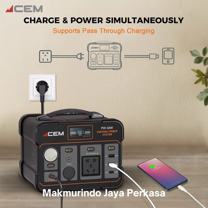 CEM PW-520H 500W Portable Power Station Outdoor Charging Portable Solar Generator Portable power sta