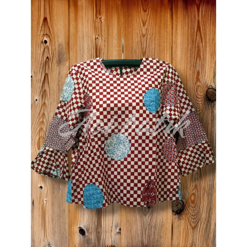 BLOUSE/ATASAN BATIK WANITA PREMIUM MERAH PUTIH