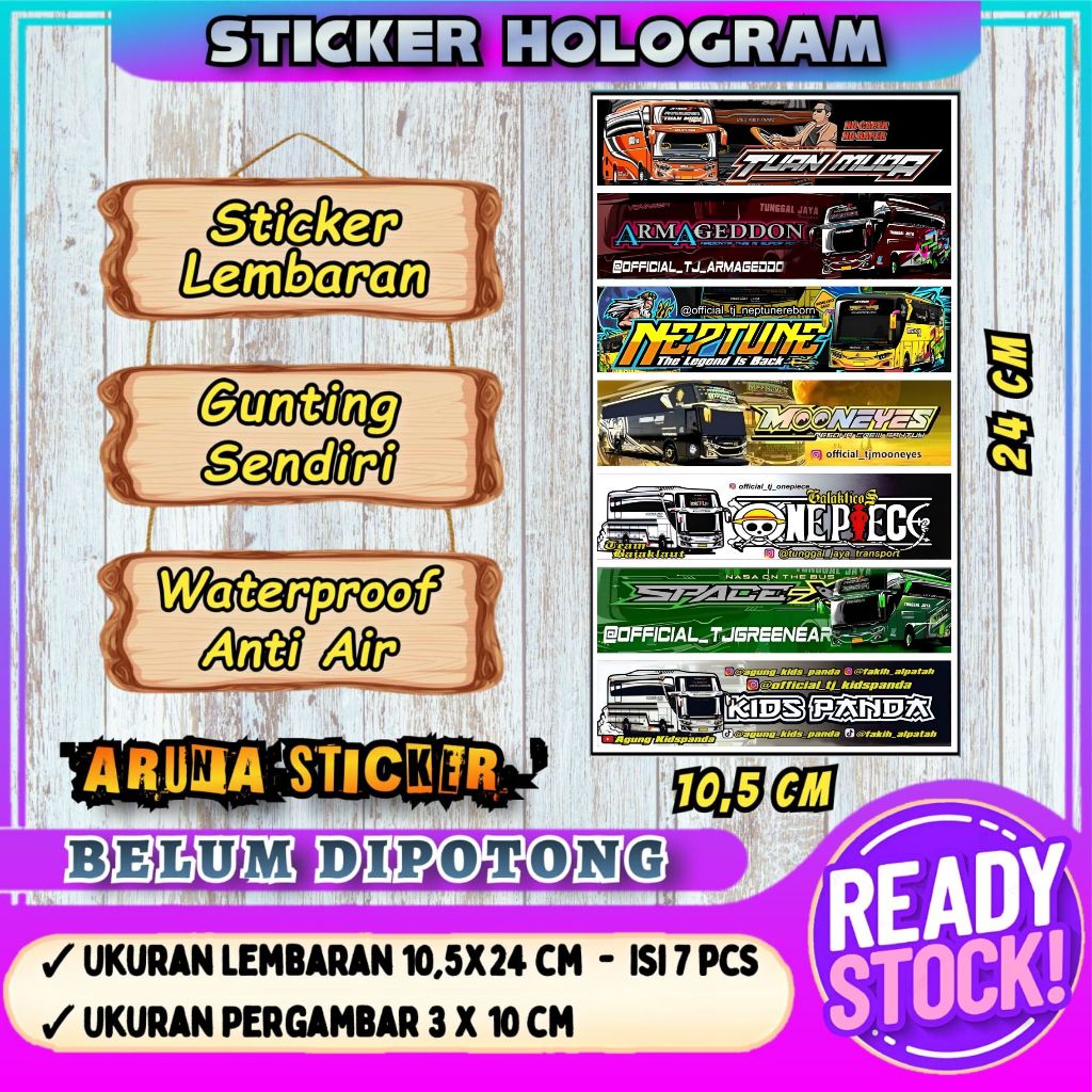 

STIKER BUS PANJANG Lembaran Isi 7 pc Stiker Bus Basuri Hologram Sticker Bus Mania