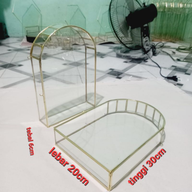 gratis pecking kayu frame mahar 20x30x6 glass dome terarium
