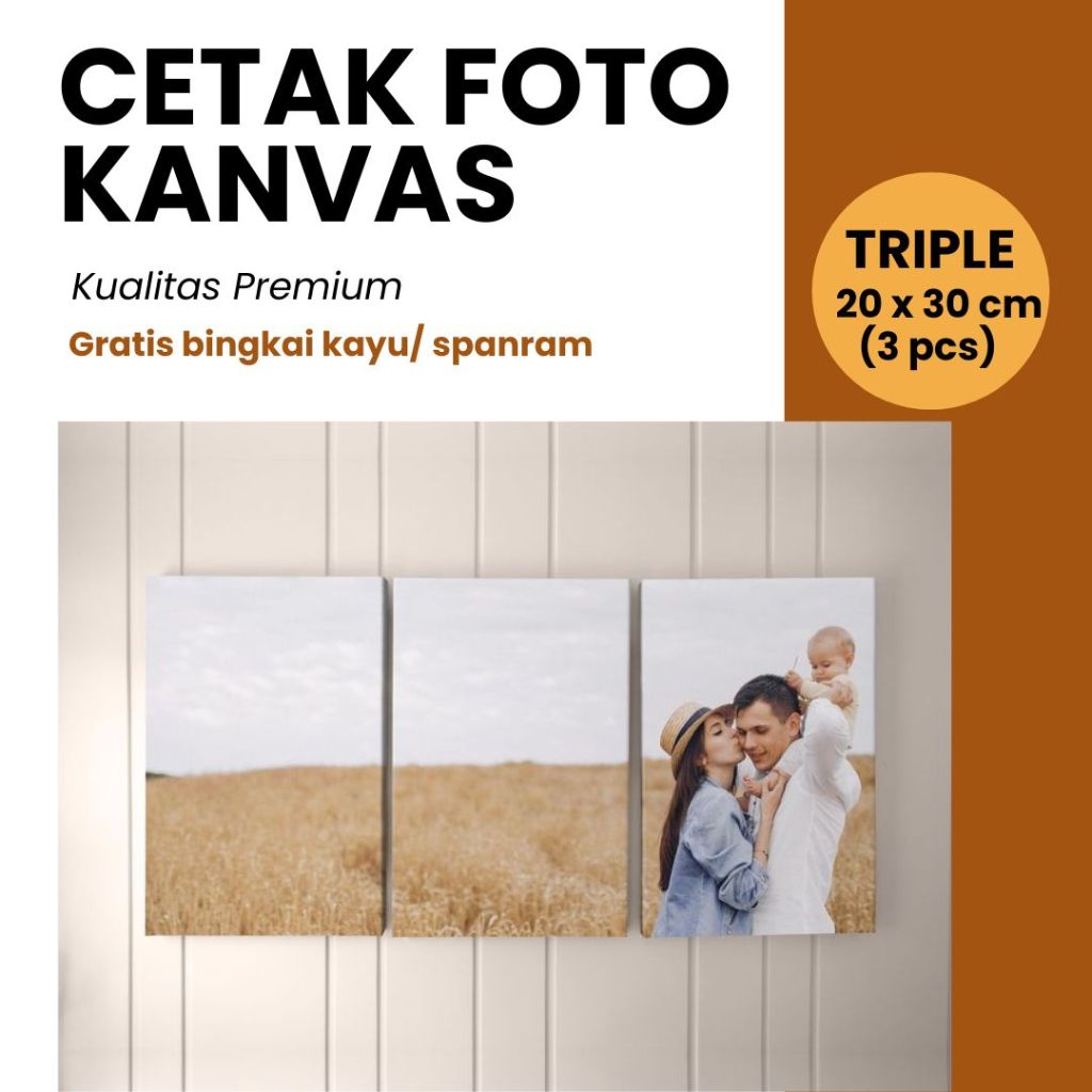 Cetak Foto Kanvas Foto Kanvas Cetak Foto Dinding Kanvas Foto Print Canvas Foto Triple size Tiga Pcs
