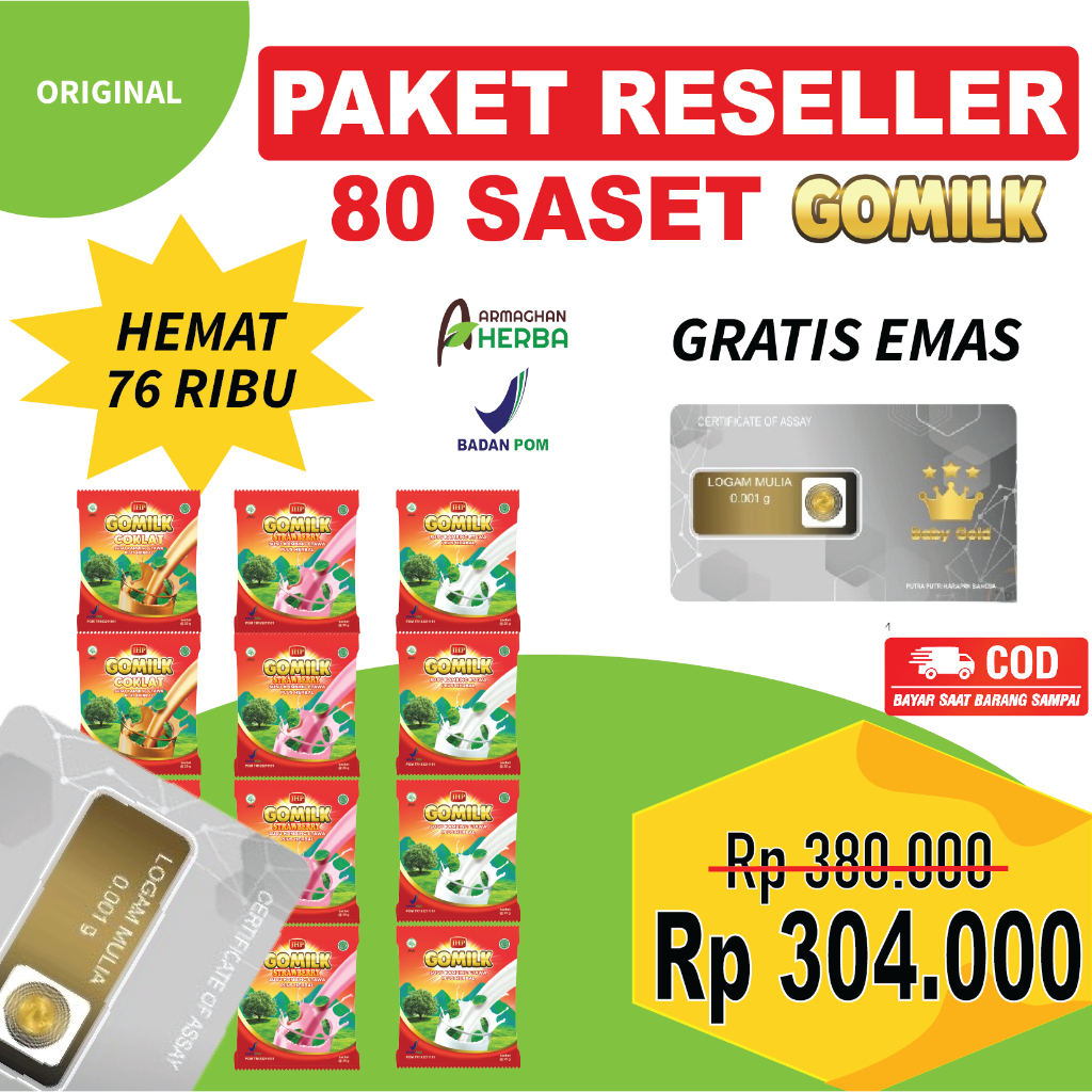 

GOMILK 2 BOX @1 KG ISI 80 SACHET | Susu Kambing Etawa Plus Herba | Penambah Stamina dan Daya Tahan Tubuh