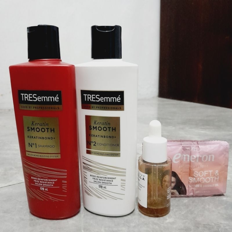 [FREE SKIN1004] TRESEMME KERATIN SMOOTH SHAMPOO DAN CONDITIONER 170ML + SKIN1004 + EMERON SOFT AND S