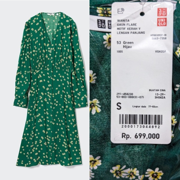 SALE LAST Gaun Kemeja Flannel Brushed Lembut / Flare V Neck DRESS WANITA LENGAN PANJANG JASTIP UNIQL