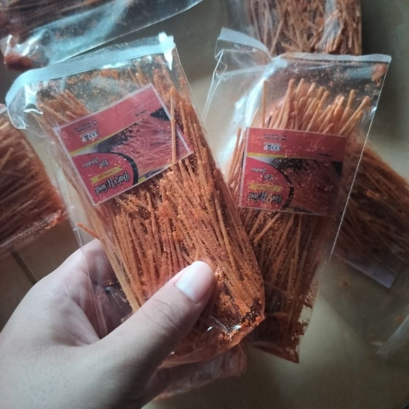 

paket 5 pcs Camilan Mie Lidi Pedas-gurih-asin-original 45g - Kripik