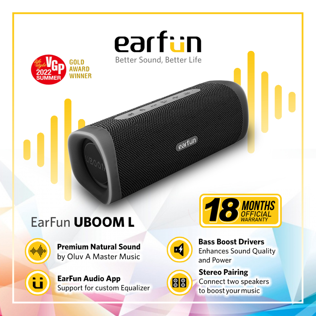EarFun UBOOM L - JumboBass™ Portable Bluetooth Speaker with Audio App