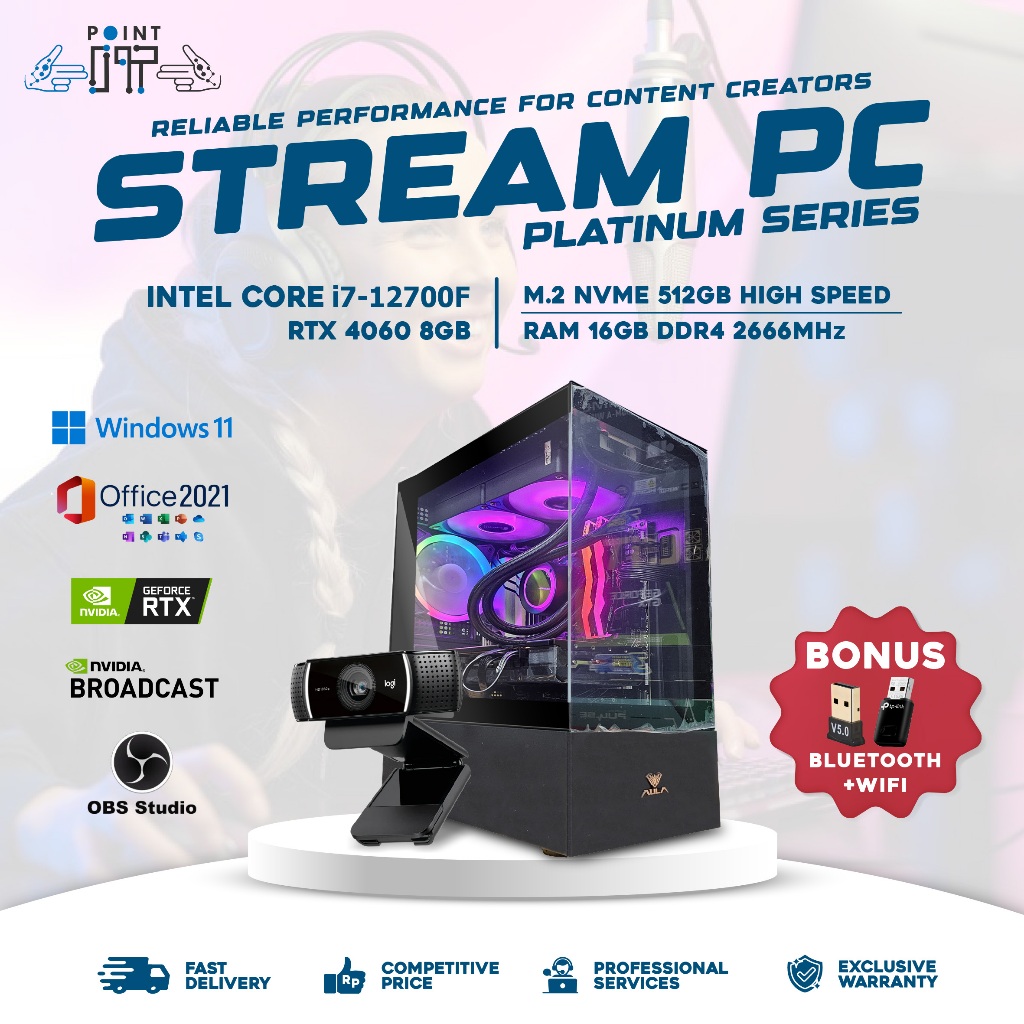 Komputer Rakitan / PC Intel i7 Gen 12 Streaming | Online Meeting RTX 4060 8GB DDR6 / 32GB DDR5 / 1TB