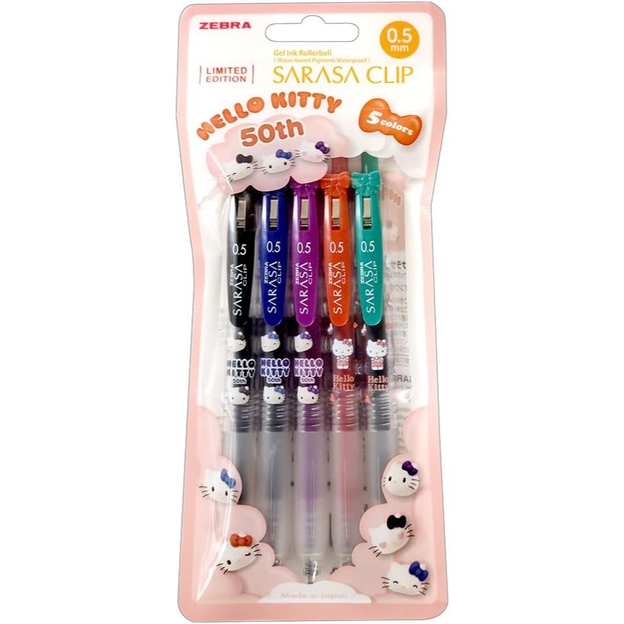 

Zebra Gel Ballpoint Pen Sarasa Clip 0.5mm Hello Kitty 50th Anniversary Design 5 pcs