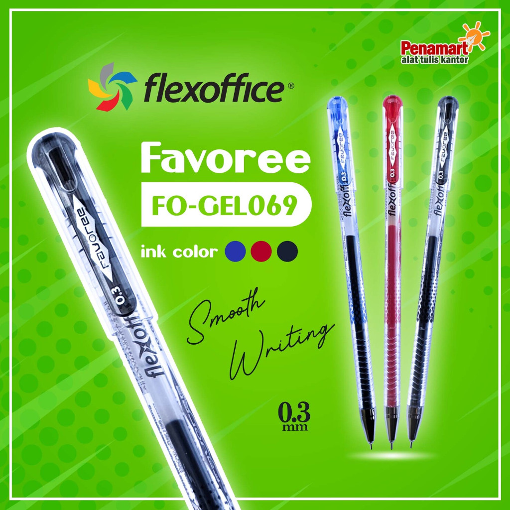 

FLEXOFFICE - Bolpen/Pen/Pena/Pulpen Favoree Gel Pen 0.3mm FO-Gel069 (FO-008-010)