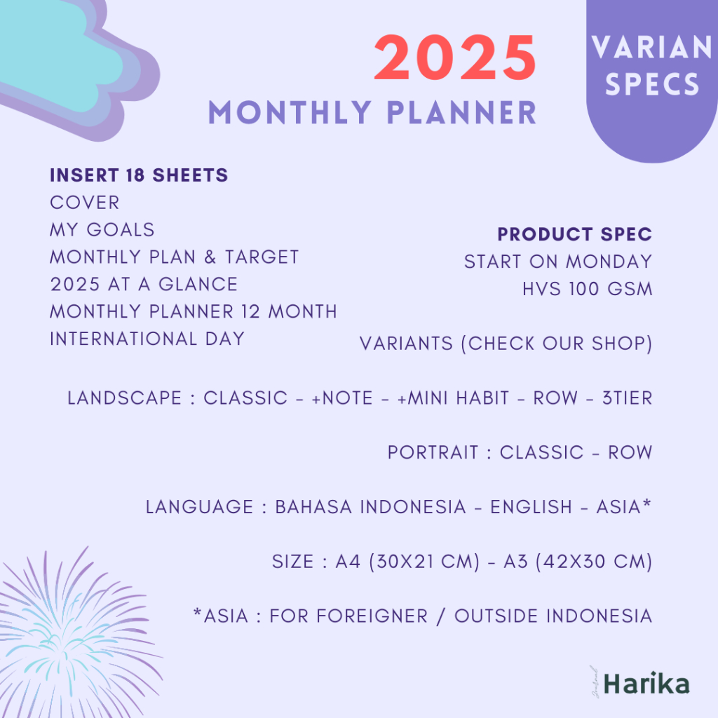 

RK Monthly Planner 2025 A3 Lembaran / Kalender