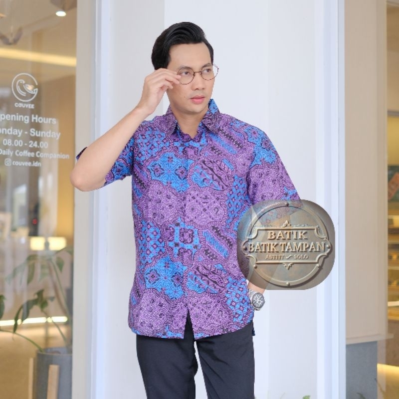 Hem Batik Pria Lengan Pendek Handoko Ungu