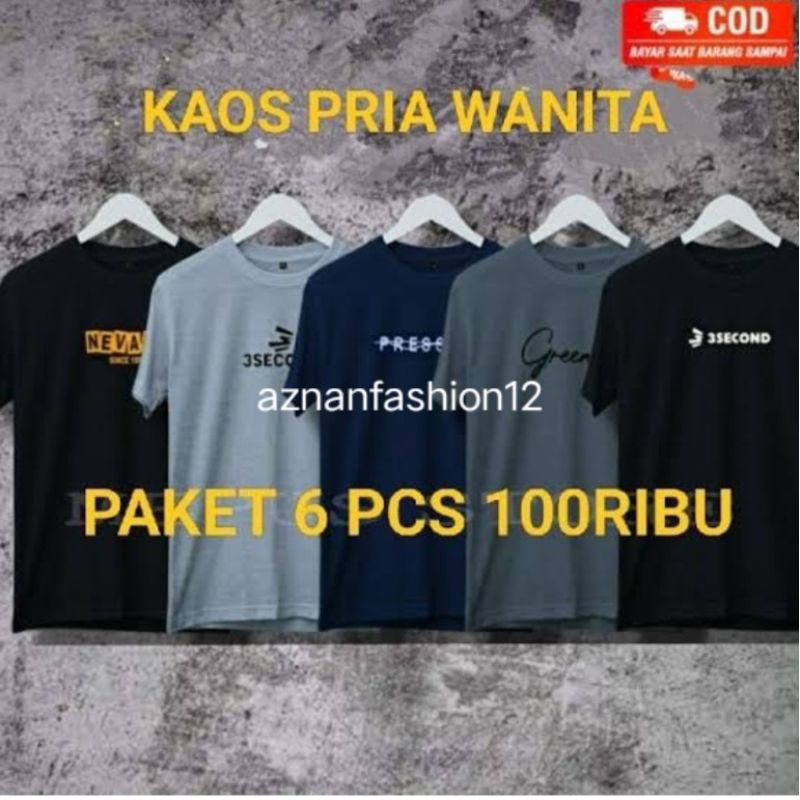 PAKET KAOS DISTRO PRIA & WANITA 100RIBU DAPAT 6PCS