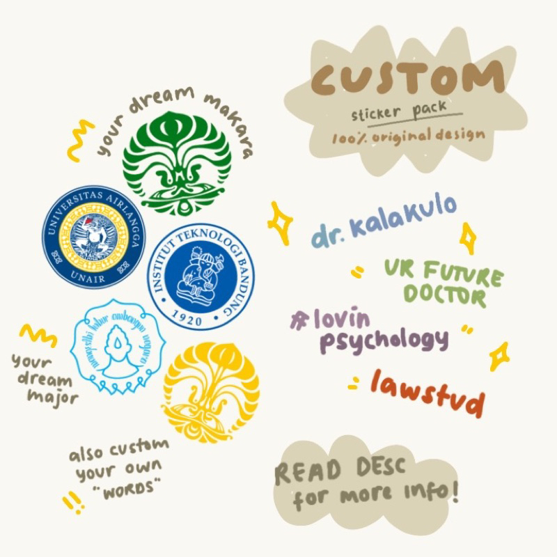 

CUSTOM STICKER PACK HANDMADE DESIGN