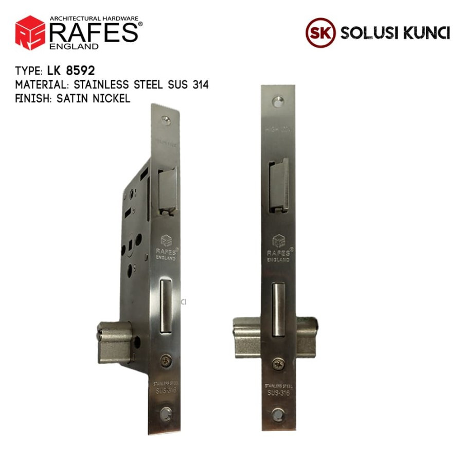Mortice Lock Latch / Body Kunci Lidah RAFES ENGLAND SUS 316 (LK 8592)