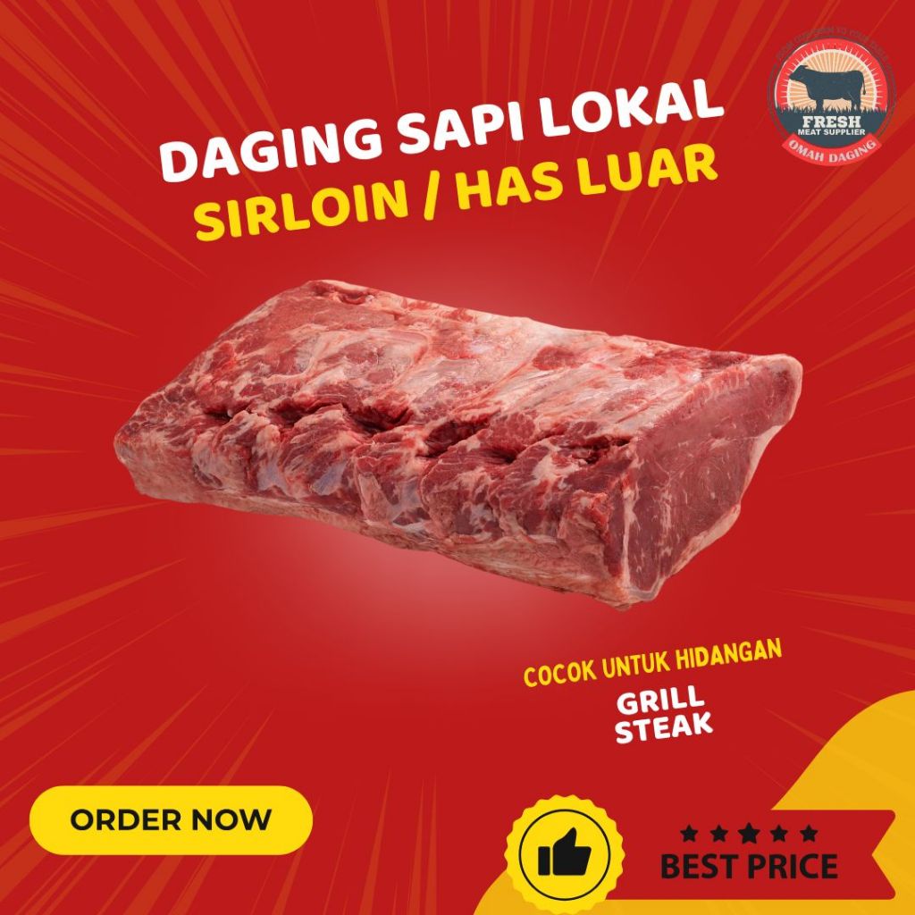 

SIRLOIN DAGING SAPI LOKAL DAGING STEAK HAS LUAR LULUR LUAR 500GR HALAL