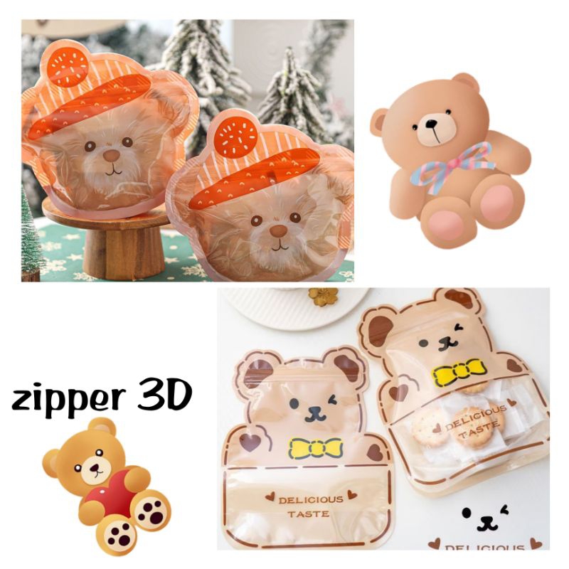 

1pcs ZIPLOCK BAG TEDDY BEAR /PACKAGING LUCU COOKIES PERMEN TEDDY