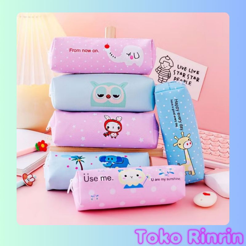 

Rinrin Tempat Pensil Pulpen Karakter Hewan Lucu Dompet pouch make up kosmetik wanita Kotak Pensil Serbaguna Motif Animal
