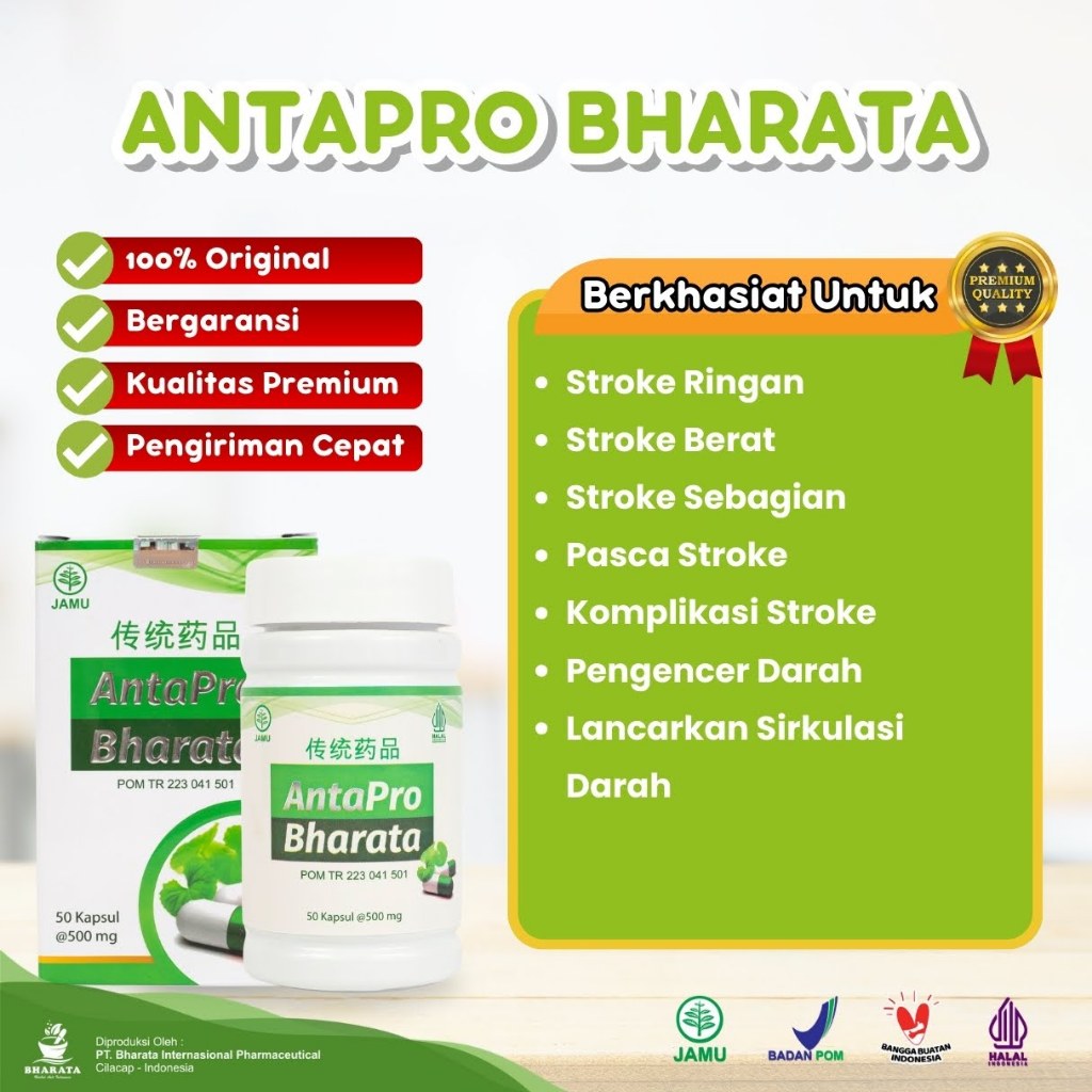 Antapro Bharata Obat Herbal Jantung | Obat Herbal Stroke | Isi 50 Kapsul | 100% Garansi Original Bha
