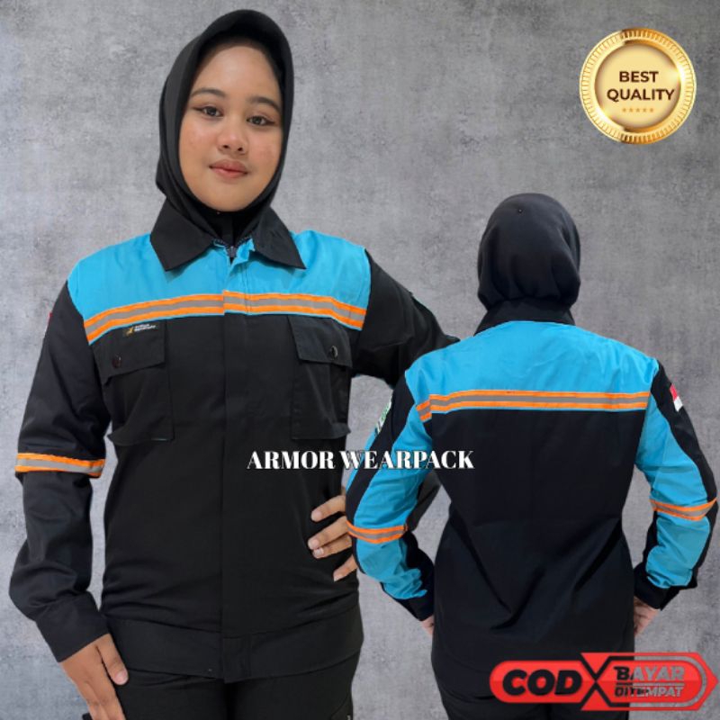 Wearpack Safety - Baju Safety Baju Kerja warna Hitam Kombinasi Biru Telur