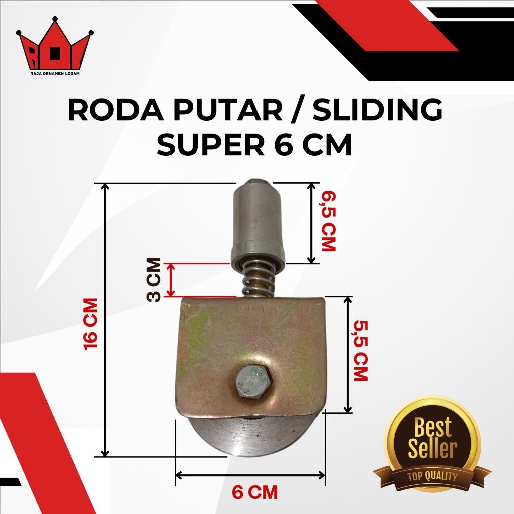 Roda Sliding Super Ukuran 6 Cm / Pintu Garasi Carport / Anti Anjlog / roda putar