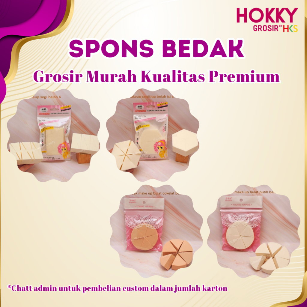 (GROSIR 1 LUSIN) Spons Make up Belah Spons Bedak Basah & Kering Spons Make up Belah 6