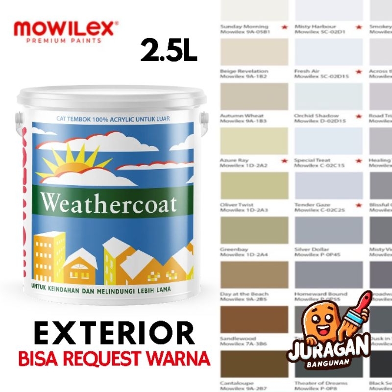 MOWILEX Weathercoat W1501 PUTIH Exterior 2.5L | Bisa Request Warna | Cat Tembok Luar | Banyak Piliha