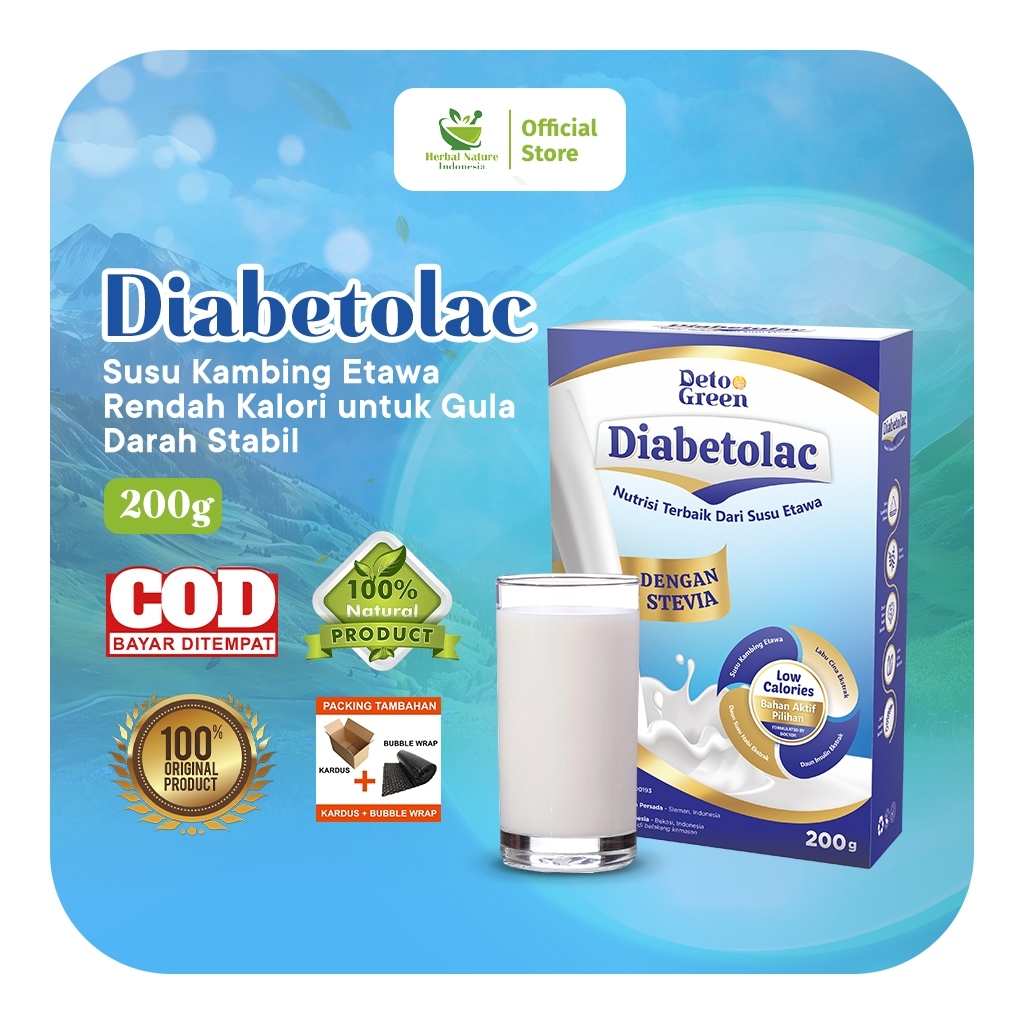 

Diabetolac Susu Kambing Etawa Tinggi Serat Manis Alami Stevia 200 Gram