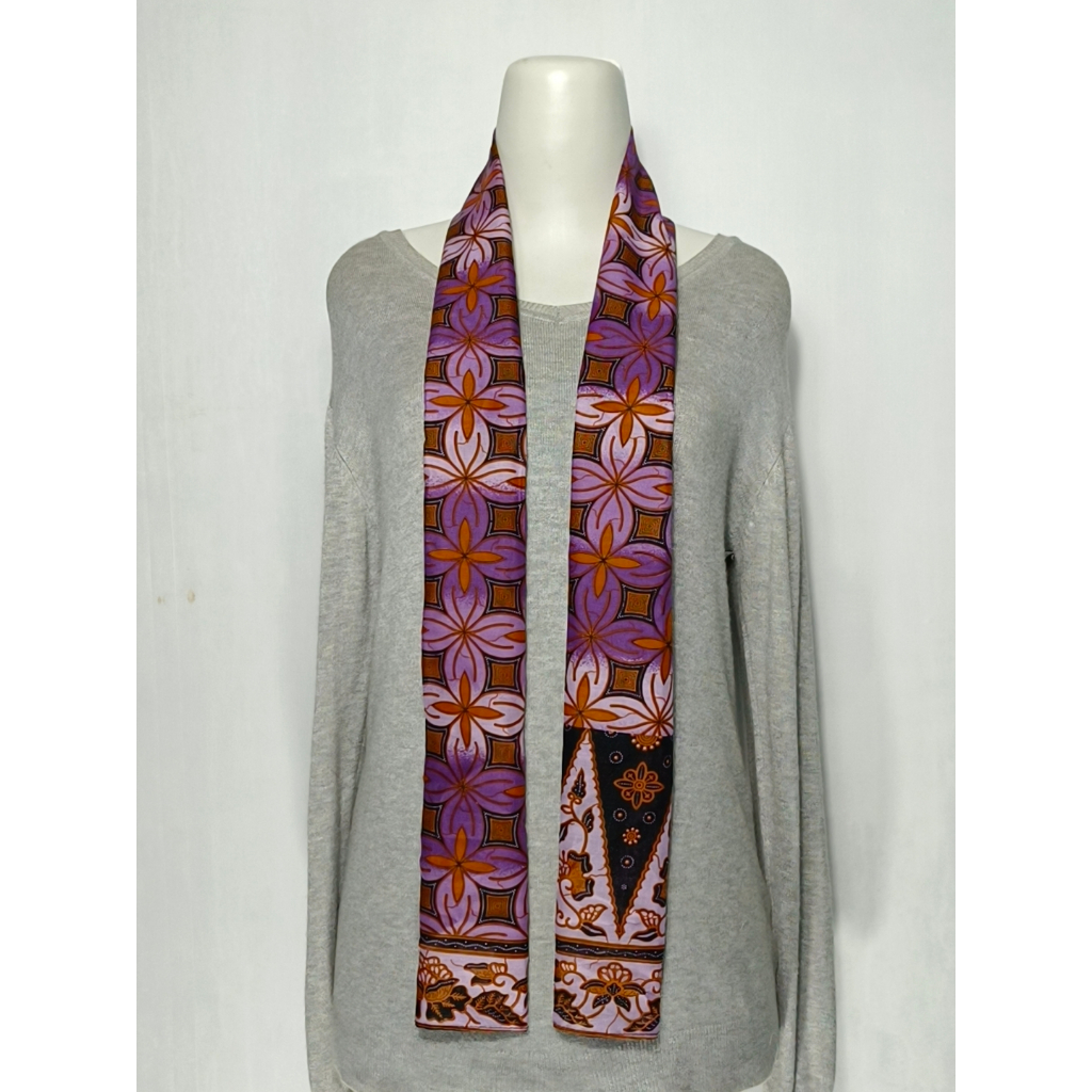 IML39 S55 Syal Batik Unisex Motif Etnik Scarf Leher Elegan untuk Pria & Wanita Motif Tradisional
