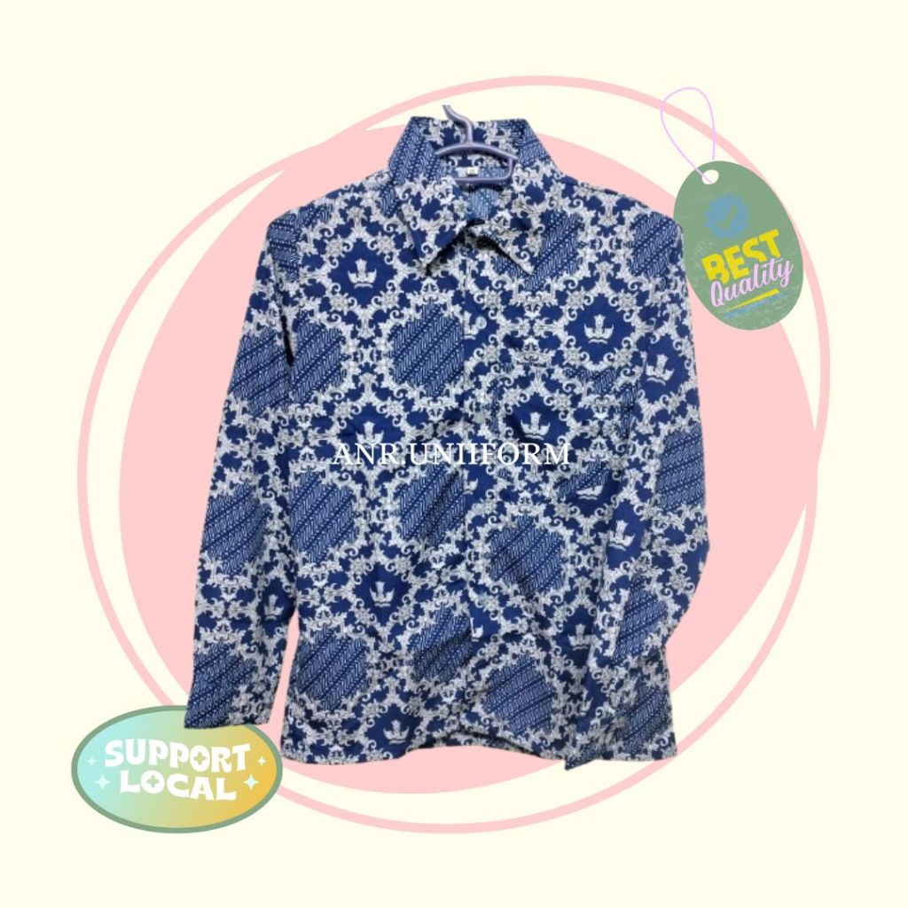Seragam Batik Sekolah/ Baju Batik SMP/ Seragam Batik Motif Lereng Biru