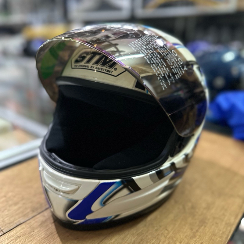 Helm Full Face Index/STM XC-08 Dewasa Import White Blue