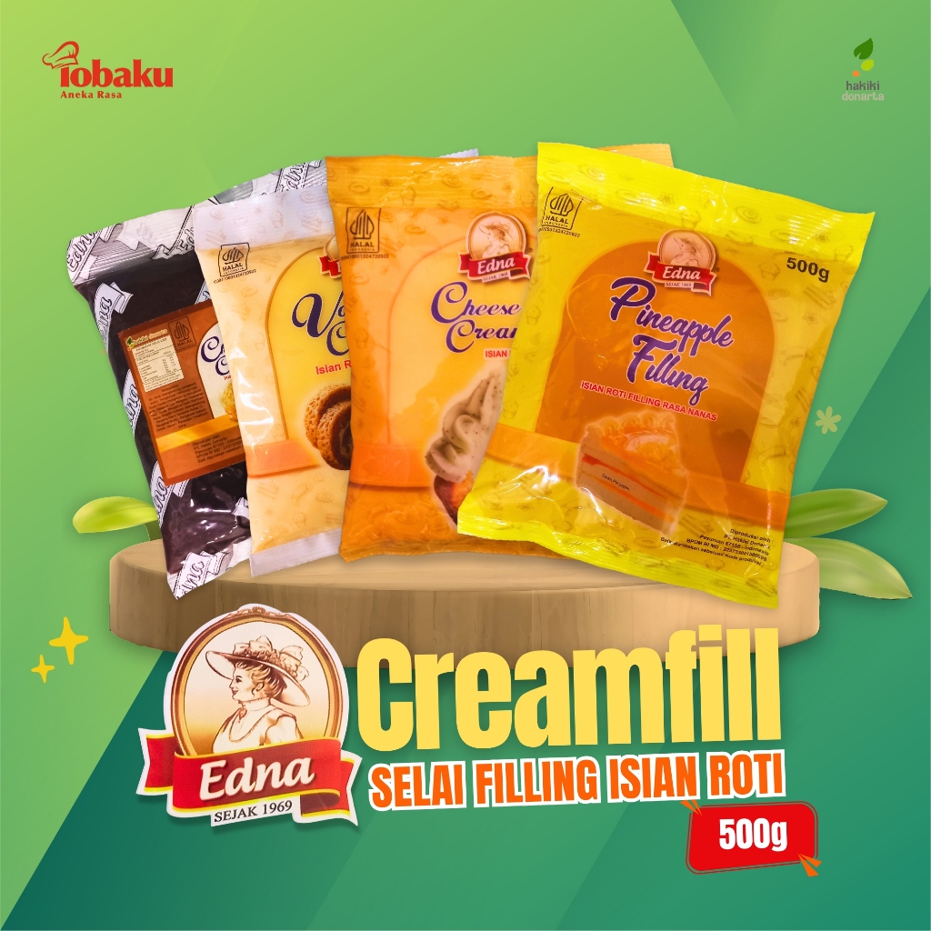 

Edna Creamfill Filling Selai Isian Roti 500g - Vanilla, Cheese (Keju), Pineapple (Nanas), Chocolate _